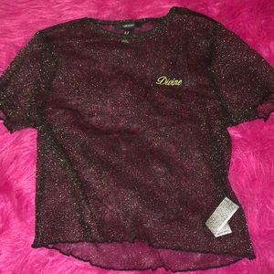 Graphic mesh crop top